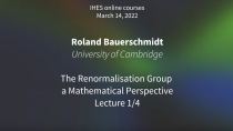 Roland Bauerschmidt - The Renormalisation Group - a Mathematical Perspective