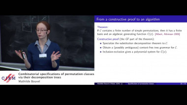 Spécifications combinatoires de classes de permutations, via leurs arbres de décomposition