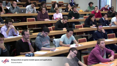 Group actions on quiver moduli spaces and applications