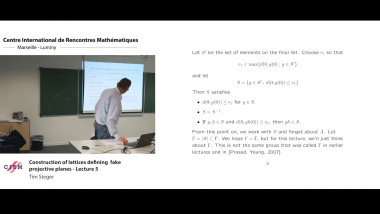Construction of lattices defining fake projective planes - Lecture 5