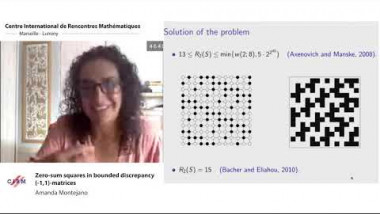 Zero-sum squares in bounded discrepancy {-1,1}-matrices