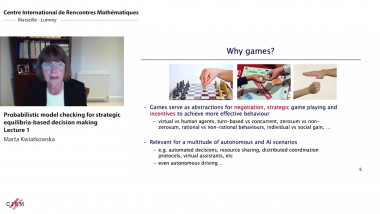 Probabilistic model checking for strategic equilibria-based decision making: Part 1