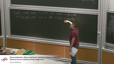 Renormalization: Masur and Veech solution to Keane conjecture. Moreira-Yoccoz solution to Palis conjecture