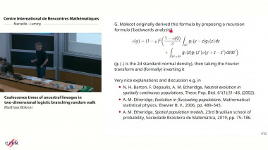 Coalescence times of ancestral lineages in two-dimensional logistic branching random walks