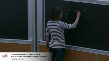 Diffusion asymptotic of a kinetic model  for gas-particle mixture with energy exchanges