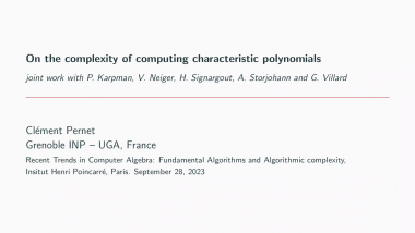 On the complexity of computing characteristic polynomials