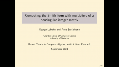 Efficient algorithms for integer and polynomial matrices - Part 8: Computing the Smith form with multipliers of a nonsingular integer matrix
