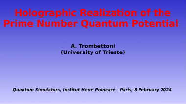 Holographic Realization of the Prime Number Quantum Potential