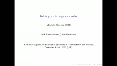 Galois group for large steps walks