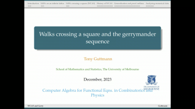 Self-avoiding walks in a square and the gerrymander sequence