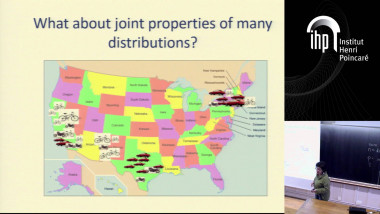 Testing properties of distributions over big domains : information theoretic quantities