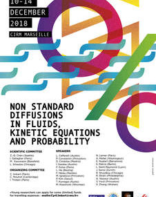 Non standard diffusions in fluids, kinetic equations and probability / Diffusions non standards en mécanique des fluides, équations cinétiques et probabilités