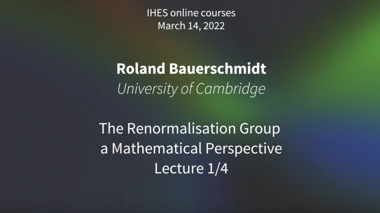 Roland Bauerschmidt - The Renormalisation Group - a Mathematical Perspective