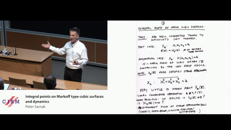 Integral points on Markoff type cubic surfaces and dynamics