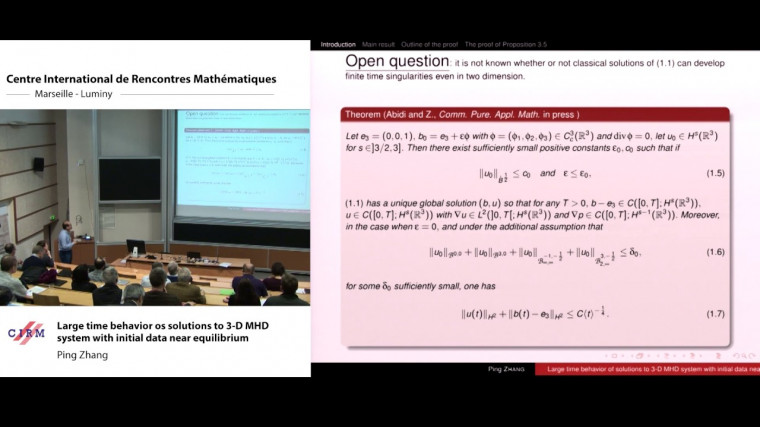 Large time behavior of solutions to 3-D MHD system with initial data near equilibrium
