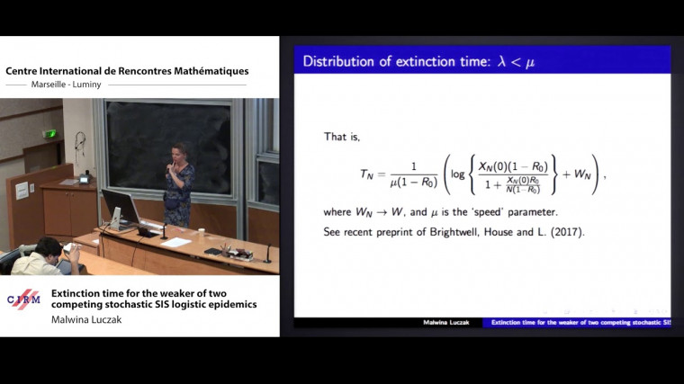 Extinction time for the weaker of two competing stochastic SIS logistic epidemics