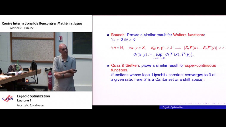 Ergodic optimization - lecture 1