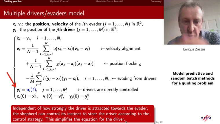 Model predictive and random batch methods for a guiding problem