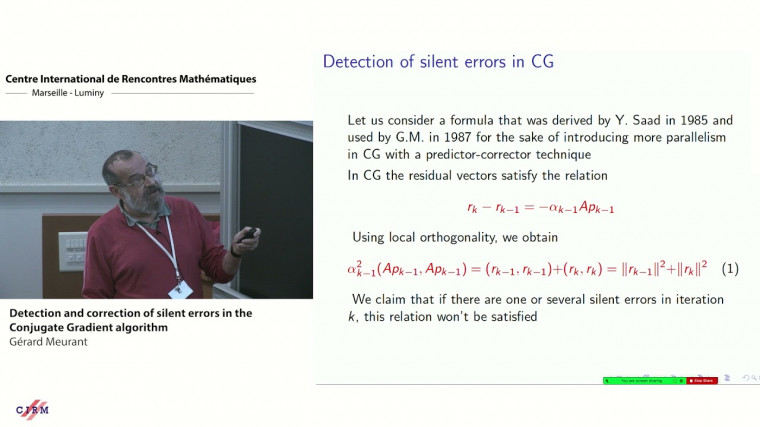 Detection and correction of silent errors in the Conjugate Gradient algorithm