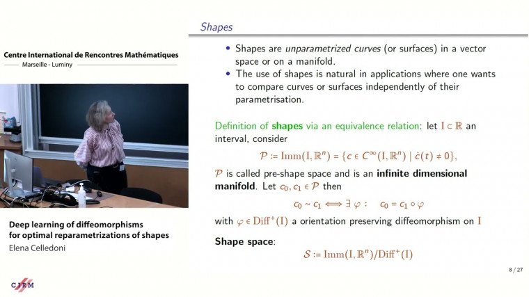 Deep learning of diffeomorphisms for optimal reparametrizations of shapes