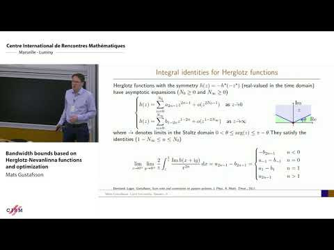 Bandwidth bounds based on Herglotz-Nevanlinna  functions and optimization