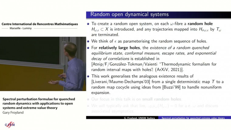 Spectral perturbation formulae for quenched random dynamics with applications to open systems and extreme value theory