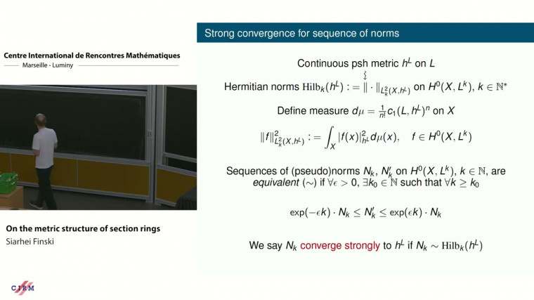 On the metric structure of section rings
