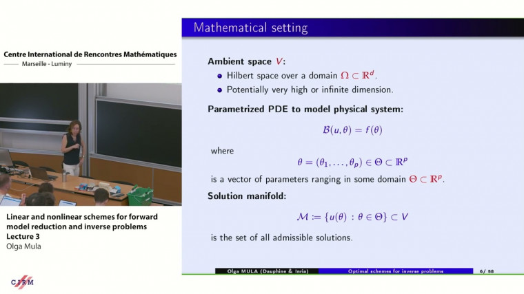 Linear and nonlinear schemes for forward model reduction and inverse problems - Lecture 3