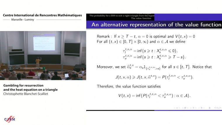 Gambling for resurrection and the heat equation on a triangle