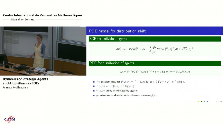 Dynamics of strategic agents and algorithms as PDEs