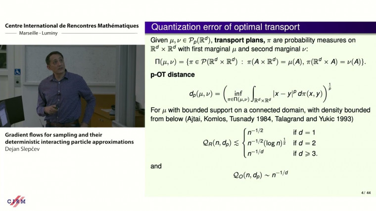 Gradient flows for sampling and their deterministic interacting particle approximations