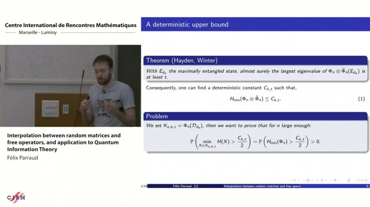 Interpolation between random matrices and free operators, and application to Quantum Information Theory
