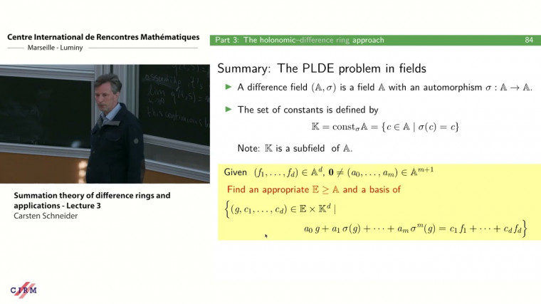 Summation theory of difference rings and applications - lecture 3