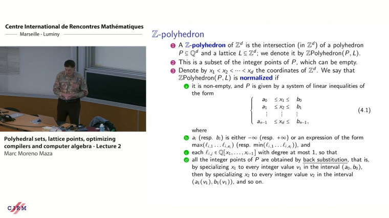 Polyhedral sets, lattice points, optimizing compilers and computer algebra - lecture 2