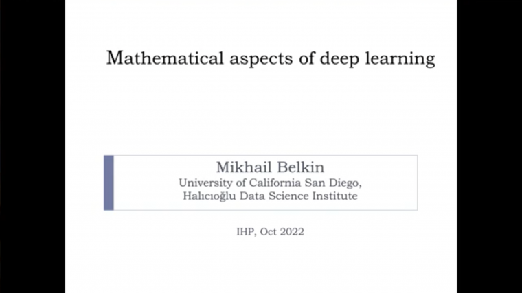Mathematical Aspects of Deep Learning - Part 1