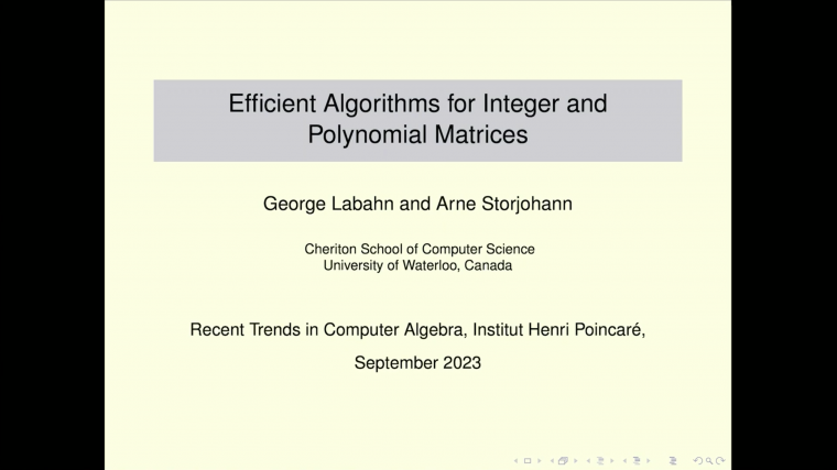 Efficient algorithms for integer and polynomial matrices - Part 1