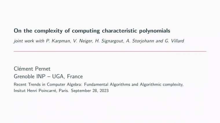 On the complexity of computing characteristic polynomials