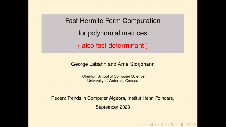 Efficient algorithms for integer and polynomial matrices - Part 6: Fast Hermite Form Computation for polynomial matrices (also fast determinant)