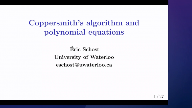 Coppersmith’s algorithm and polynomial equations