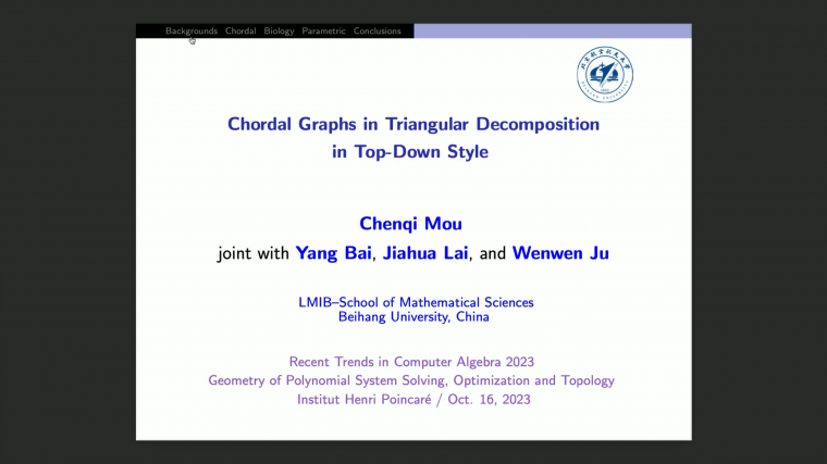 Chordal Graphs in Triangular Decomposition in Top-Down Style