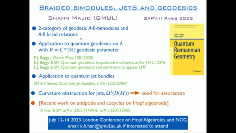 Braided bimodules, quantum jet bundles and quantum geodesics