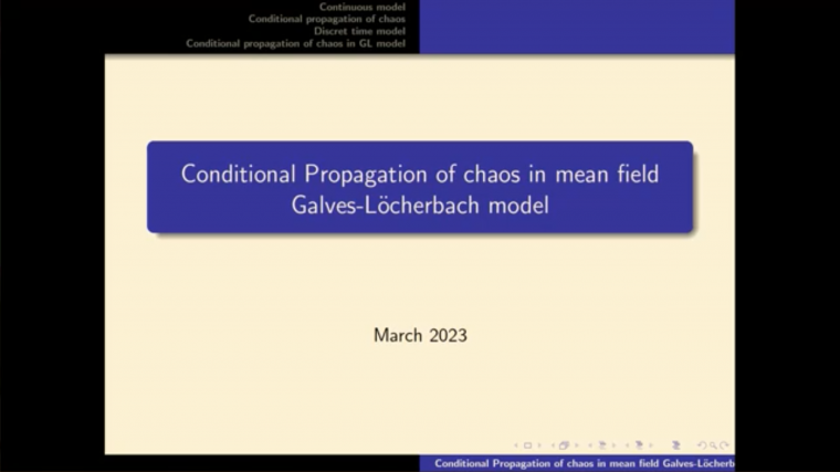 Galves-Löcherbach model and the conditional propagation of chaos