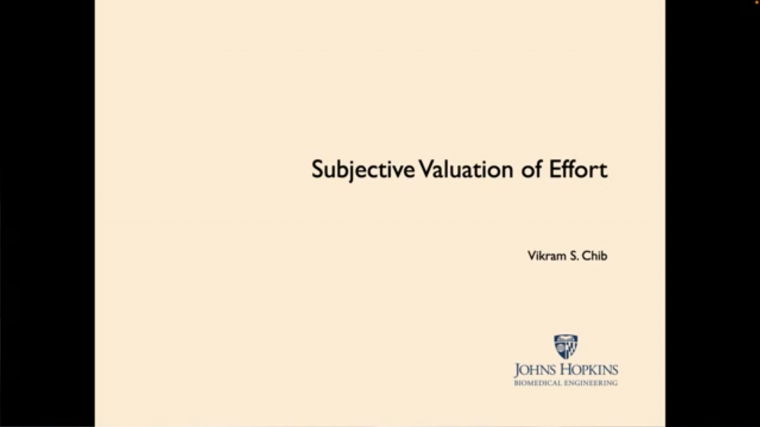 Subjective valuation of effort