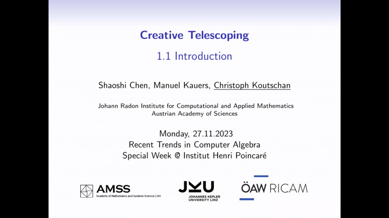 Creative Telescoping - Part 1