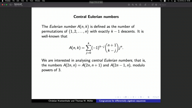 A generating function method for the determination of differentially algebraic integer sequences modulo prime powers - Part 4