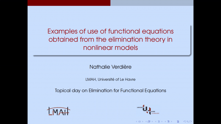 Examples of use of functional equations obtained from the elimination theory in nonlinear