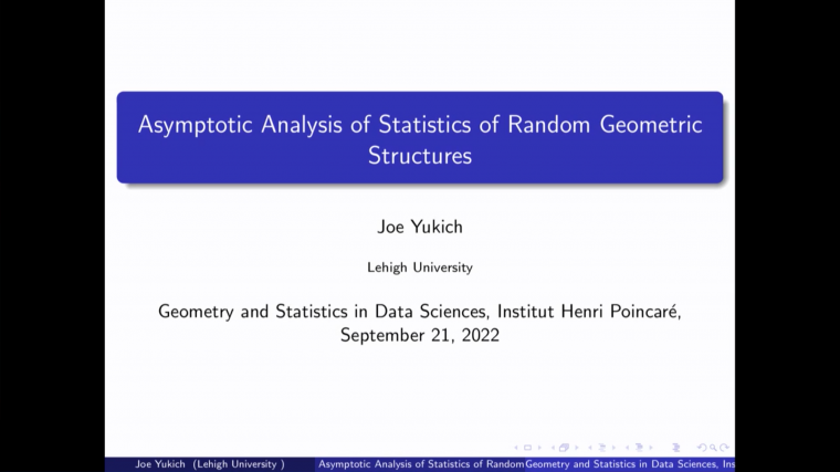 Asymptotic Analysis of Statistics of Random Geometric Structures - Part 1