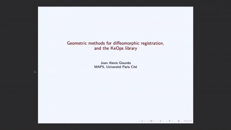 Geometric methods for Diffeomorphic registration, and the KeOps library