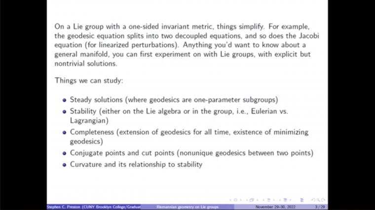 Riemannian Geometry on Lie Groups - Part 1