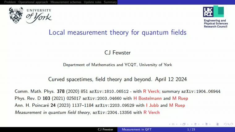 Local measurement theory for quantum fields